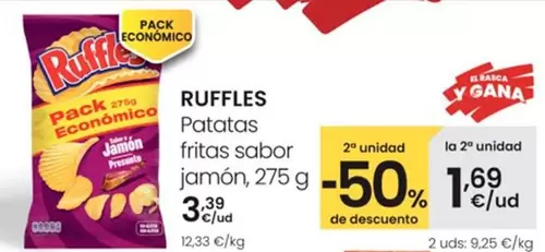 Oferta de Ruffles - Patatas Fritas Sabor Jamon por 3,39€ en Eroski