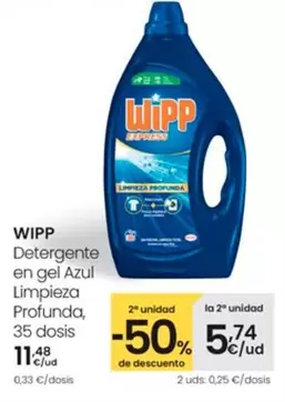 Oferta de Wipp - Detergente En Gel Azul Limpieza Profunda por 11,48€ en Eroski