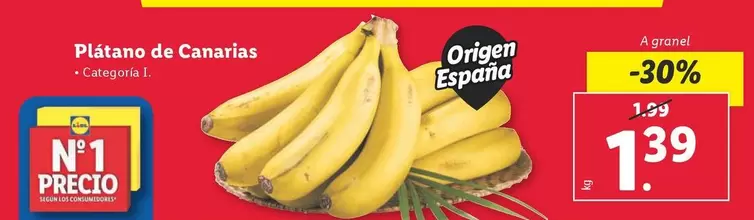 Oferta de Plátano De Canarias por 1,39€ en Lidl