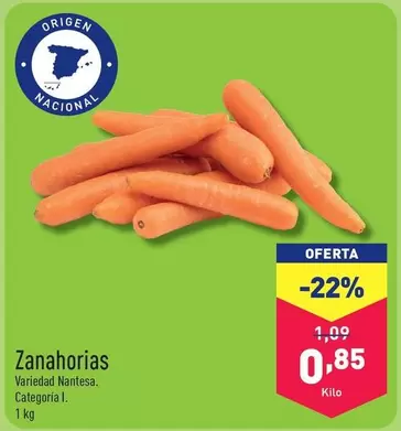 Oferta de Zanahorias por 0,85€ en ALDI