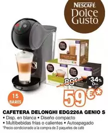 Oferta de DeLonghi - Cafetera EDG226A Genio S por 59€ en Expert