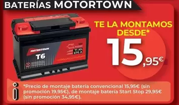 Oferta de Motortown - Baterías por 15,95€ en MotorTown