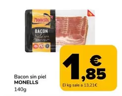 Oferta de Monells - Bacon Sin Piel por 1,85€ en Supeco