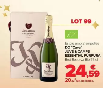 Oferta de Juvé & Camps -  Estoig Amb 2 Ampolles DO "Cava" Essential Purpura por 24,59€ en Carrefour Market