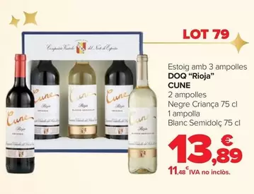 Oferta de Cune - Estoig Amb 3 Ampolles DOQ "Rioja" por 13,89€ en Carrefour Market