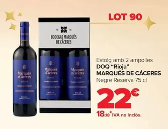 Oferta de Marqués De Cáceres - Estoig Amb 2 Ampolles DOQ "Rioja" por 22€ en Carrefour Market