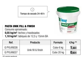 Oferta de Finish - Pasta Unik Fill & por 0,92€ en Grup Gamma