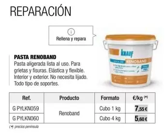 Oferta de Lista - Pasta Renoband por 5,6€ en Grup Gamma