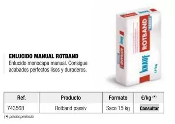 Oferta de Knauf - Enlucido Manual Rotband en Grup Gamma