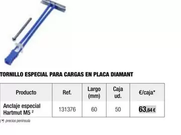 Oferta de Tornillo Especial Para Cargas En Placa Diamant por 63,64€ en Grup Gamma