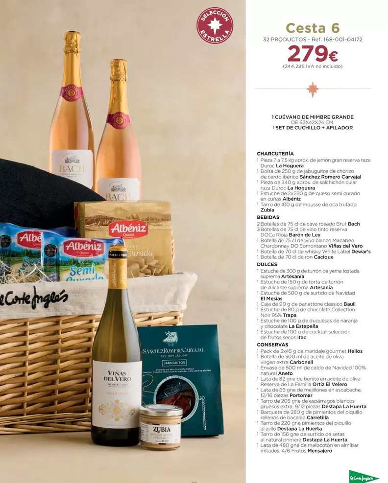 Oferta de Cesta 6 por 279€ en El Corte Inglés