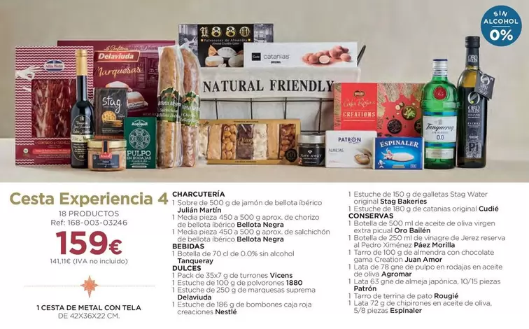 Oferta de Patrón - Cesta Experiencia 4 Charcuteria por 159€ en El Corte Inglés