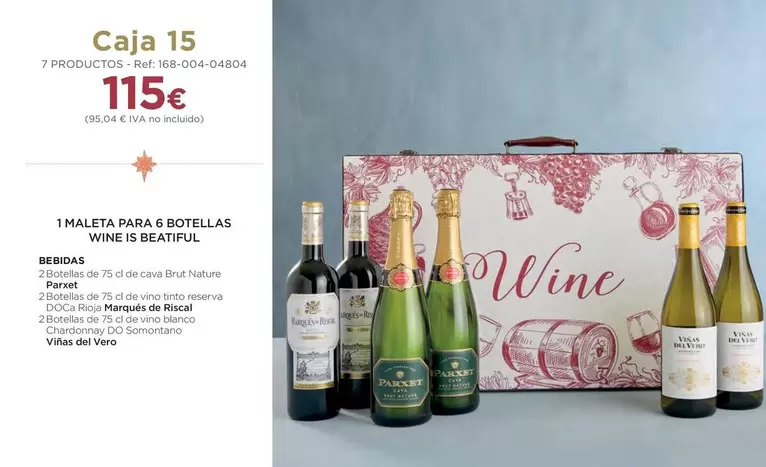 Oferta de Marqués de Riscal - 1 Maleta Para 6 Botellas Wine I S B Beautiful por 115€ en El Corte Inglés