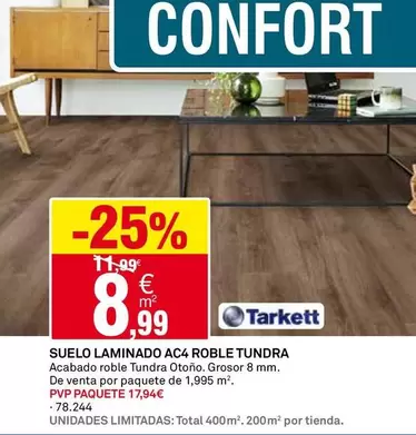 Oferta de Tarkett - Suelo Laminado AC4 Roble Tundra por 8,99€ en Bricoking