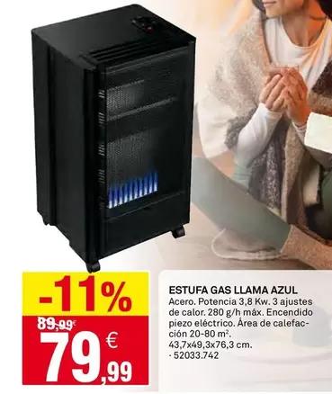 Oferta de Estufa Gas Llama Azul por 79,99€ en Bricoking