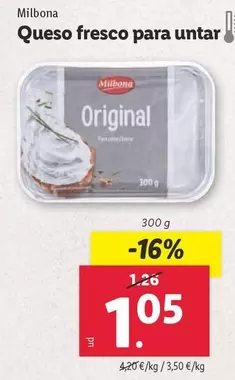 Oferta de Milbona - Queso Fresco Para Untar por 1,05€ en Lidl