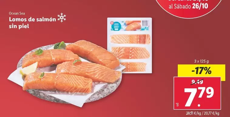 Oferta de Ocean sea - Lomos De Salmon Sin Piel por 7,79€ en Lidl