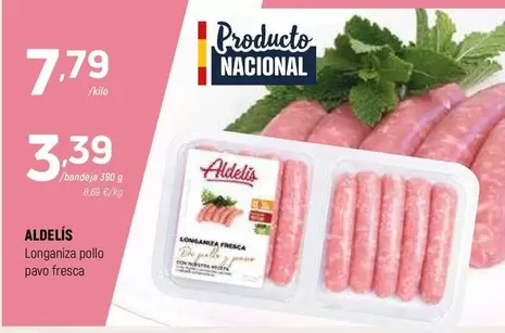 Oferta de Pavo - Aldelis - Longaniza Pollo  Fresca por 7,79€ en Coviran