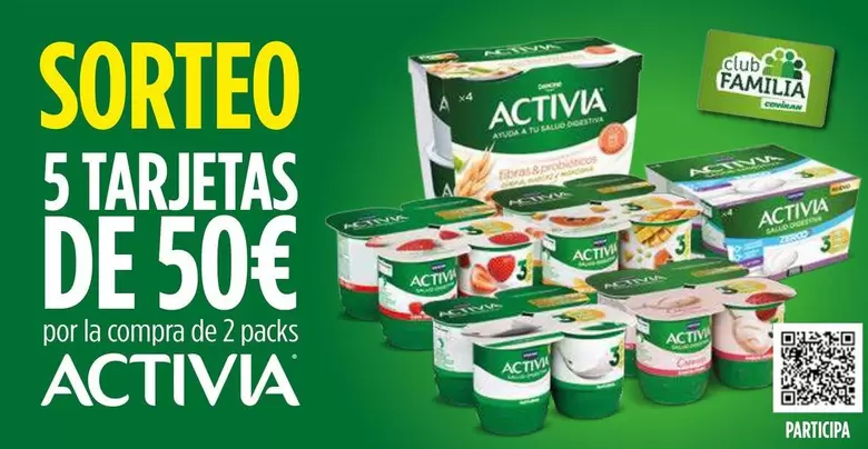 Oferta de Danone - 5 Tarjetas De Activia por 50€ en Coviran