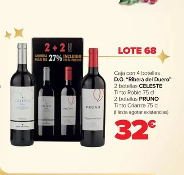 Oferta de Lote 68 - Caja Con 4 Botellas D.O. "Ribera Del Duero" por 32€ en Carrefour