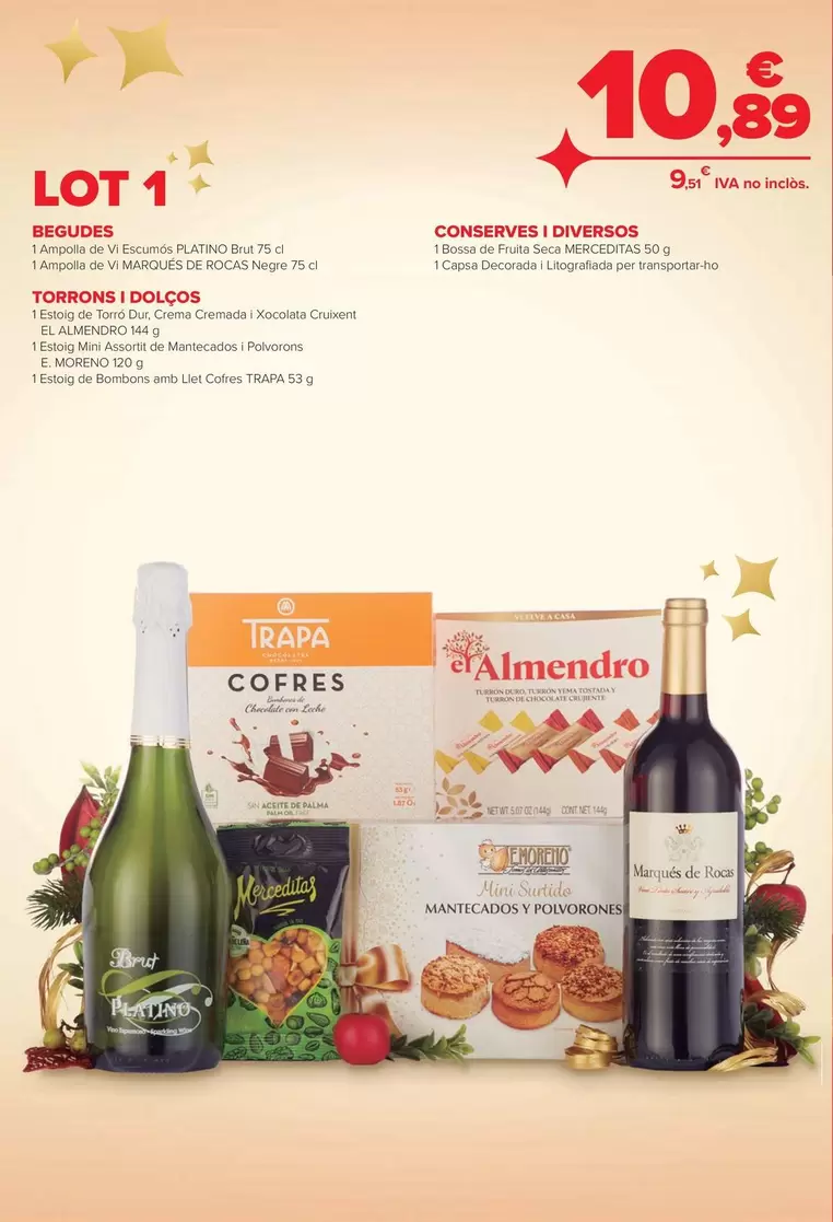 Oferta de Lote 1 - Bebidas / Turrones Y Dulces / Conservas Y Varios por 10,89€ en Carrefour