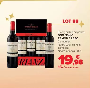 Oferta de Ramón Bilbao - Estuche Con 3 Botellas D.O.Ca. "Rioja" por 19,98€ en Carrefour