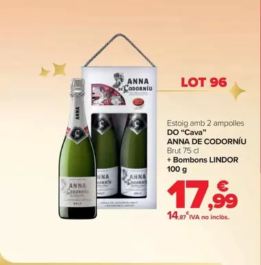 Oferta de Anna De Codorníu - Lote 96 Estuche Con 2 Botellas D.O. "Cava" por 17,99€ en Carrefour