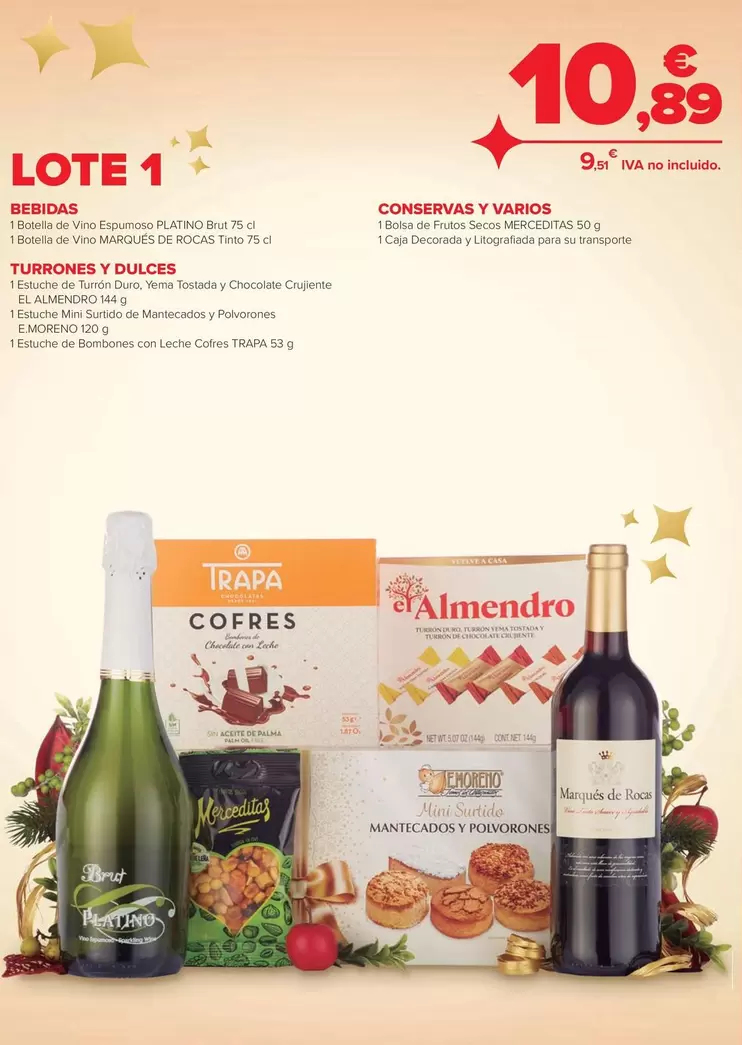 Oferta de Lote 1 - Bebidas / Turrones Y Dulces / Conservas Y Varios por 10,89€ en Carrefour