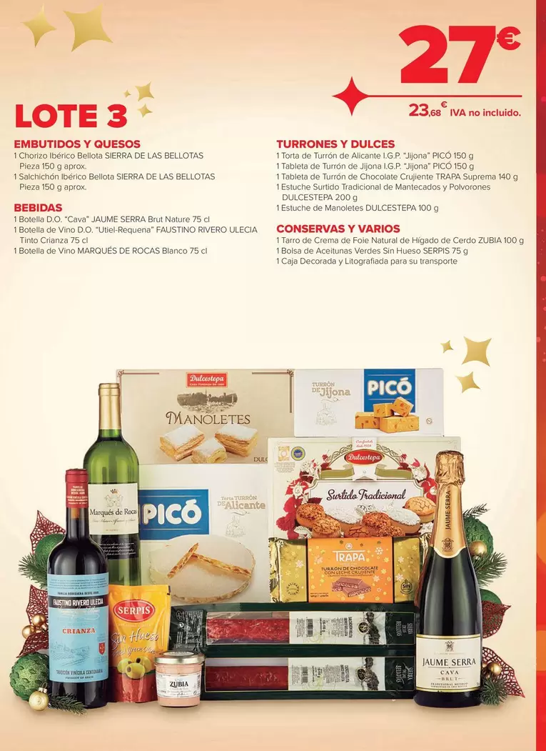 Oferta de Lote 3 por 27€ en Carrefour