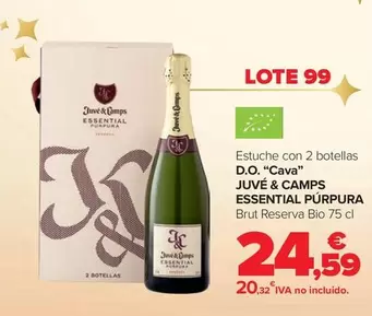 Oferta de Juvé Y Camps - Estuche Con 2 Botellas D.O. "Cava" Essential Purpura por 24,59€ en Carrefour