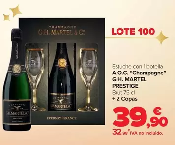 Oferta de G.h. Martel - Lote 100 Estuche Con 1 Botella A.O.C. "Champagne" Prestige por 39,9€ en Carrefour