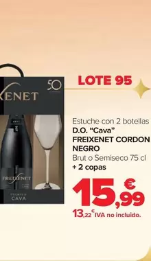 Oferta de Freixenet - Lote 95 Estuche Con 2 Botellas D.O. "Cava" Cordon Negro por 15,99€ en Carrefour