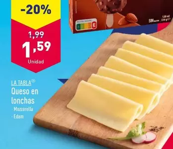 Oferta de La Tabla - Queso En Lonchas por 1,59€ en ALDI