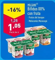 Oferta de Milsani - Bífidus 00% Con Fruta por 1,05€ en ALDI