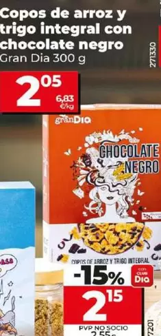 Oferta de Gran Dia - Copos De Arroz Y Trigo Integral Con Chocolate Negro  por 2,05€ en Dia