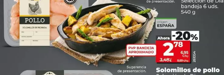 Oferta de Seleccion De Dia - Solomillos De Pollo  por 2,78€ en Dia