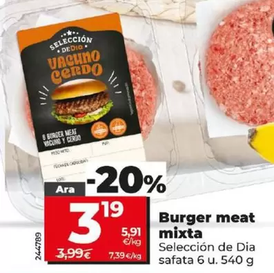 Oferta de Seleccion De Dia - Burger Meat Mixta por 3,19€ en Dia