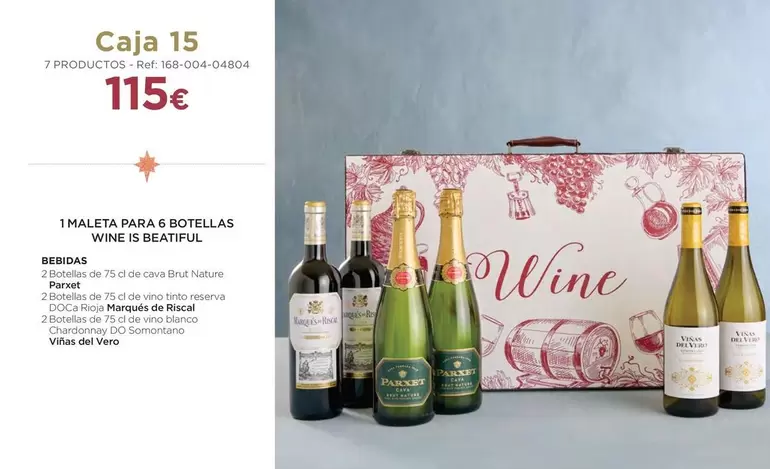 Oferta de Marqués de Riscal - 1 Maleta Para 6 Botellas Whire I5 Beatitul por 115€ en El Corte Inglés