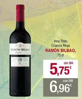 Oferta de Ramón Bilbao - Vino Tinto Crianza Rioja por 5,75€ en Masymas