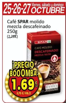 Oferta de Spar - Cafe Molido Mezcla Descafeinado por 1,69€ en SPAR