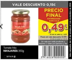 Oferta de Manjares - Tomate Frito por 0,49€ en SPAR