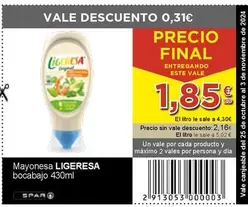 Oferta de Ligeresa - Mayonesa Bocabajo por 1,85€ en SPAR