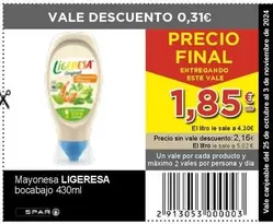 Oferta de Ligeresa - Mayonesa Bocabajo por 1,85€ en SPAR