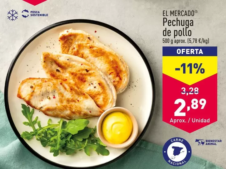 Oferta de El Mercado - Pechuga De Pollo por 2,89€ en ALDI