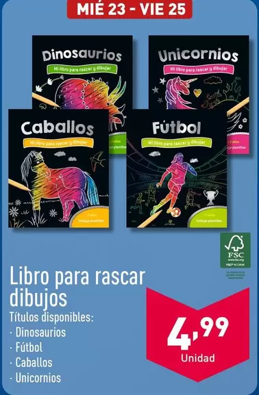 Oferta de Libro Para Rascar Dibujos por 4,99€ en ALDI