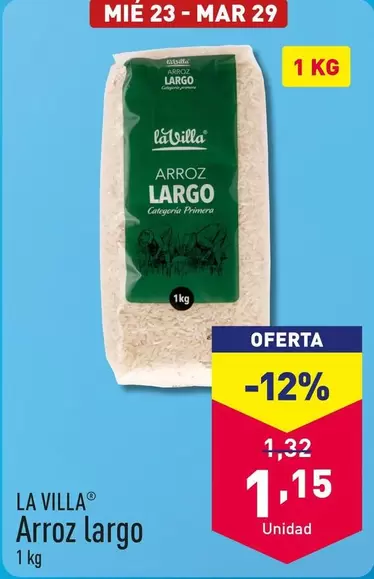 Oferta de La Villa - Arroz Largo por 1,15€ en ALDI