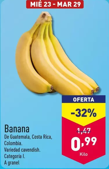 Oferta de Banana por 0,99€ en ALDI