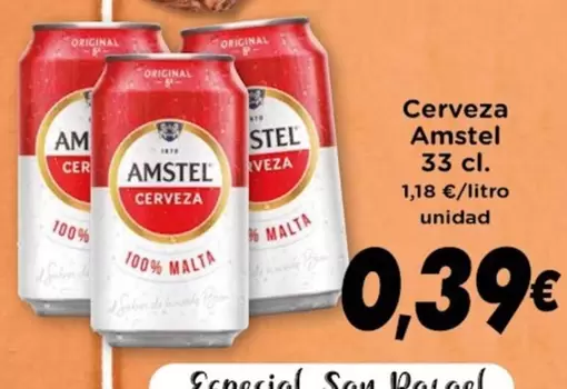 Oferta de Amstel - Cerveza por 0,39€ en Supermercados Piedra