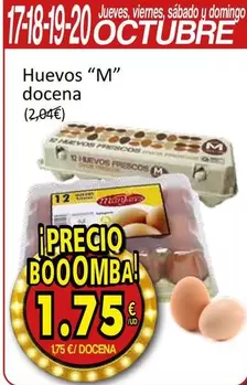 Oferta de Huevos M Docena por 1,75€ en SPAR