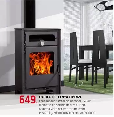 Oferta de Estufa De Llenya Firenze por 649€ en Fes Més